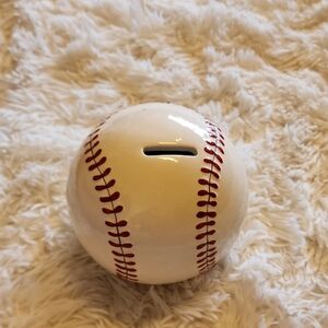 Ceramic Piggy Bank, Ball Coin Money Bank, Sports Themed Baseball Shaped Coin
